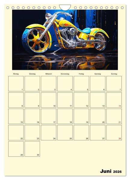 Produktbild: Custom Motorcycle Paintings (Wandkalender 2026 DIN A4 hoch), CALVENDO Monatskalender
