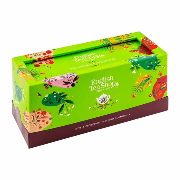 Produktbild: BIO Tee Kollektion "Wellbeing Favourites", Ayurveda Tee Geschenk Set zum Wohlf&uuml;hlen, 5 Sorten, 40 Teebeutel