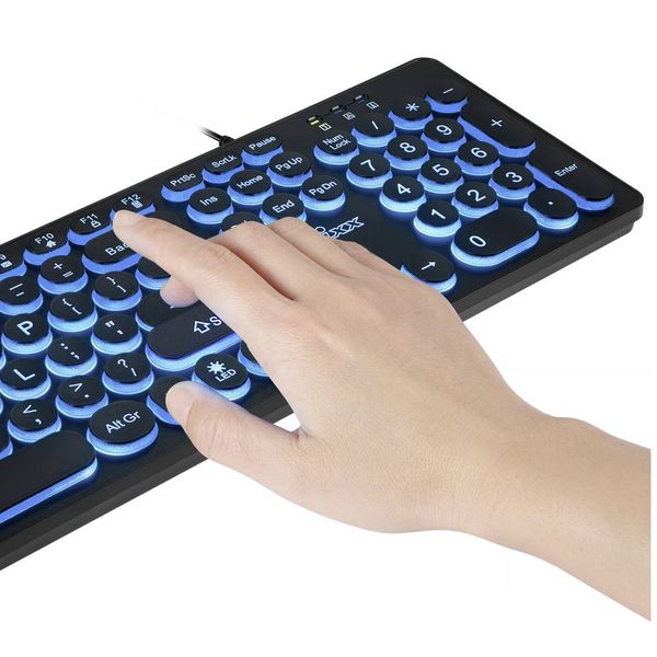 Produktbild: Perixx PERIBOARD-317 R DE B Kabelgebunden Tastatur Deutsch, QWERTZ Schwarz Beleuchtet