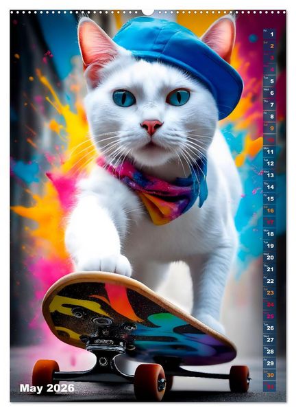 Produktbild: Outdoor sports for cats (Wall Calendar 2026 DIN A2 portrait), CALVENDO 12 Month Wall Calendar