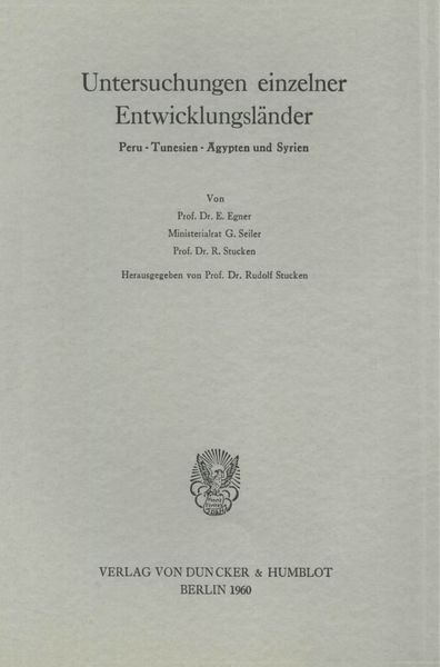 Produktbild: Untersuchungen einzelner Entwicklungsl&auml;nder.