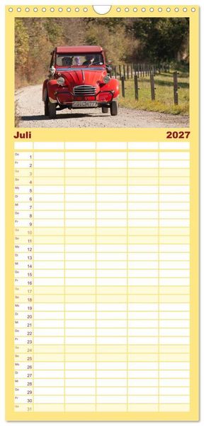 Produktbild: Familienplaner 2027 - Kultauto Ente Citro&euml;n 2CV mit 5 Spalten (Wandkalender, 21 x 45 cm) CALVENDO