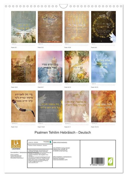 Produktbild: Psalmen Tehilim Hebr&auml;isch - Deutsch (Wandkalender 2026 DIN A3 hoch), CALVENDO Monatskalender