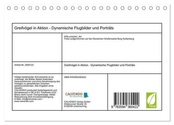 Produktbild: Greifv&ouml;gel in Aktion - Dynamische Flugbilder und Portr&auml;ts (Tischkalender 2027 DIN A5 quer), CALVENDO Monatskalender