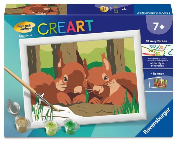 Produktbild: CreArt, Malen nach Zahlen Kinder - Kuschelnde Eichh&ouml;rnchen