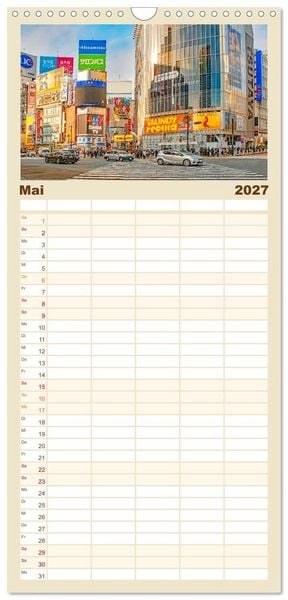 Produktbild: Familienplaner 2027 - Unterwegs in Japan mit 5 Spalten (Wandkalender, 21 x 45 cm) CALVENDO