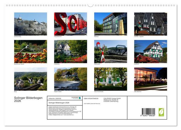 Produktbild: Solinger Bilderbogen 2026 (hochwertiger Premium Wandkalender 2026 DIN A2 quer), Kunstdruck in Hochglanz