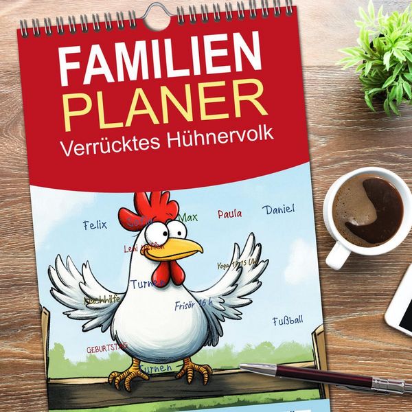 Produktbild: Familienplaner 2026 - Verr&uuml;cktes H&uuml;hnervolk mit 5 Spalten (Wandkalender, 21 x 45 cm) CALVENDO