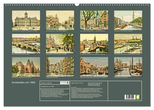 Produktbild: Amsterdam um 1900 (Wandkalender 2026 DIN A2 quer), CALVENDO Monatskalender