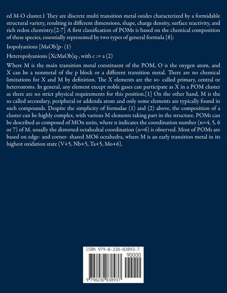 Produktbild: Preparation, Structural Characterization, and Reactivity Investigation of 3d Transition Element- Substituted Metal-Oxo Clusters