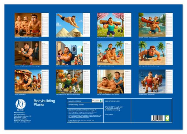 Produktbild: Bodybuilding Planer (Wandkalender 2026 DIN A2 quer), CALVENDO Monatskalender