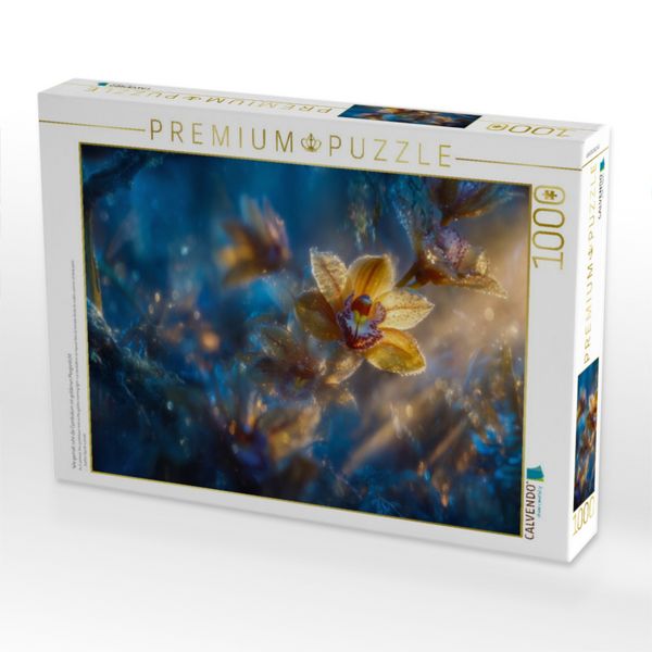 Produktbild: CALVENDO Puzzle Wie gemalt ruht die Cymbidium im goldenen Morgenlicht | 1000 Teile Lege-Gr&ouml;&szlig;e 64x48cm Foto-Puzzle f&uuml;r gl&uuml;ckliche Stunden