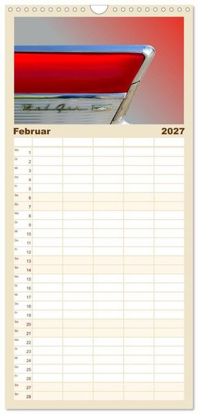Produktbild: Familienplaner 2027 - American Dream: Heckflossen-Ikonen mit 5 Spalten (Wandkalender, 21 x 45 cm) CALVENDO