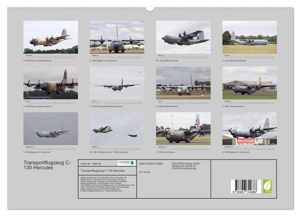 Produktbild: Transportflugzeug C-130 Hercules (hochwertiger Premium Wandkalender 2026 DIN A2 quer), Kunstdruck in Hochglanz