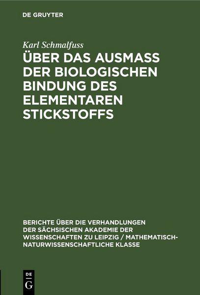 Produktbild: &Uuml;ber das Ausmass der biologischen Bindung des elementaren Stickstoffs