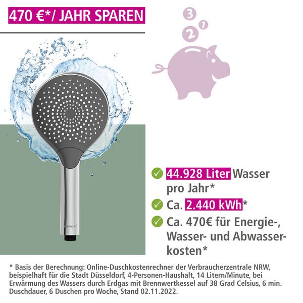 Produktbild: Duschkopf Watersaving Chrom, &Oslash; 12 cm
