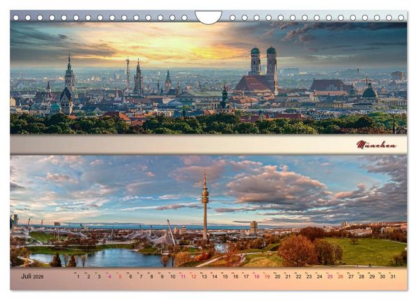 Produktbild: Faszinierende St&auml;dte in Deutschland - Panoramen (Wandkalender 2026 DIN A4 quer), CALVENDO Monatskalender