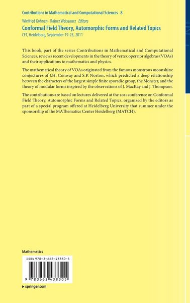Produktbild: Conformal Field Theory, Automorphic Forms and Related Topics
