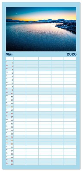 Produktbild: Familienplaner 2026 - Troms&oslash; in der Polarnacht mit 5 Spalten (Wandkalender, 21 x 45 cm) CALVENDO