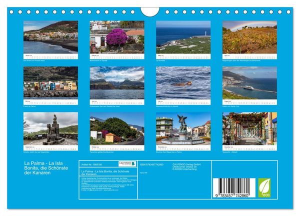 Produktbild: La Palma - La Isla Bonita, die Sch&ouml;nste der Kanaren (Wandkalender 2026 DIN A4 quer), CALVENDO Monatskalender