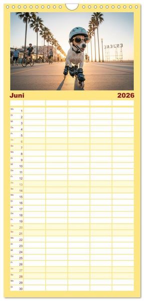Produktbild: Familienplaner 2026 - Jack Russel Active mit 5 Spalten (Wandkalender, 21 x 45 cm) CALVENDO