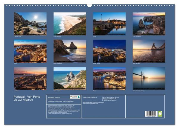 Produktbild: Portugal - Von Porto bis zur Algarve (Wandkalender 2026 DIN A2 quer), CALVENDO Monatskalender
