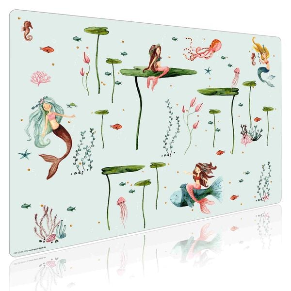 Produktbild: Cover-your-desk Schreibtischunterlage f&uuml;r Kinder und Erwachsene Meerjungfrau, aus hochwertigem Vinyl , 60 x 40 cm