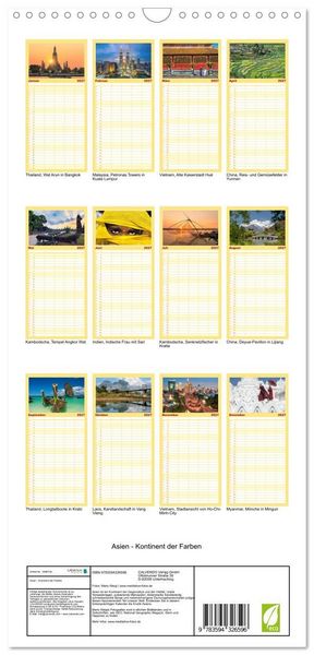 Produktbild: Familienplaner 2027 - Asien - Kontinent der Farben mit 5 Spalten (Wandkalender, 21 x 45 cm) CALVENDO