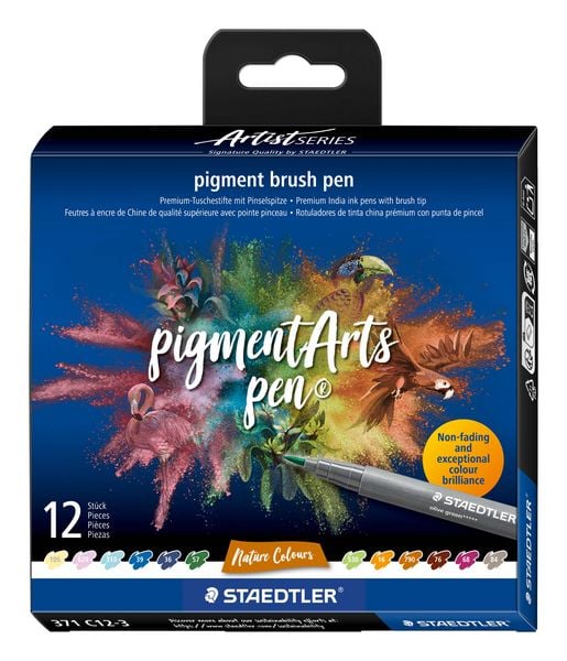 Produktbild: STAEDTLER Schreib- und Zeichbedarf pigment brush Fasermaler Pinselspitze, Nature Colours, 12er Set
