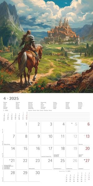 'Medieval Fantasy 2025 - Broschürenkalender 30x30 cm (30x60 geöffnet) - Kalender mit Platz für 