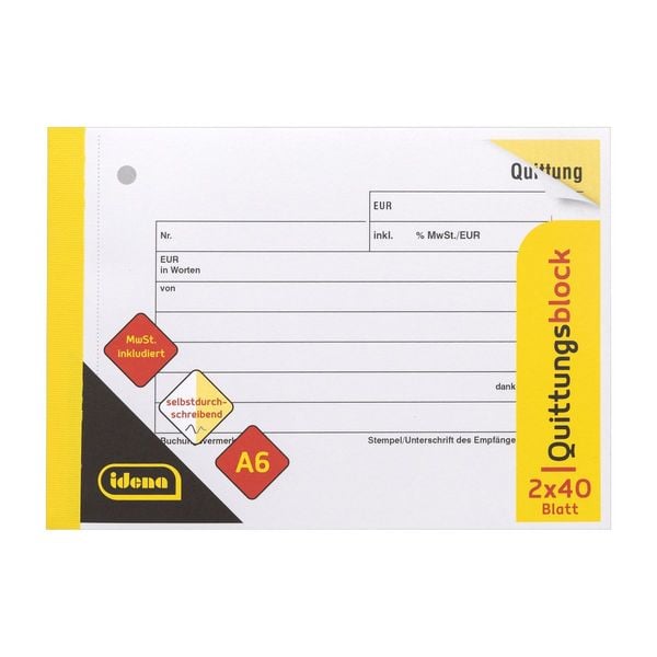 Produktbild: Idena Quittung DIN A6 quer 2x40 Blatt