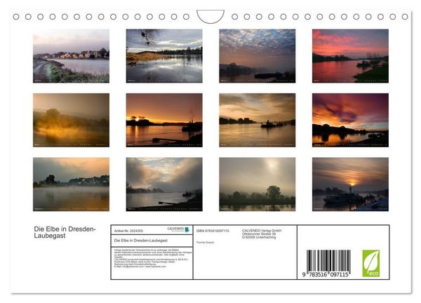 Produktbild: Die Elbe in Dresden-Laubegast (Wandkalender 2026 DIN A4 quer), CALVENDO Monatskalender