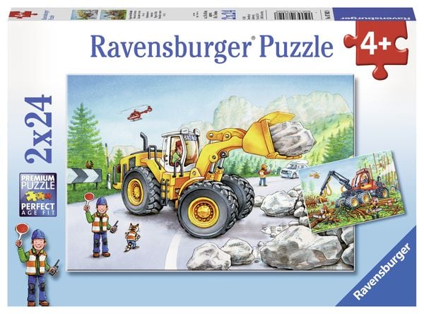 Puzzle Ravensburger Bagger und Waldtraktor 2 X 24 Teile