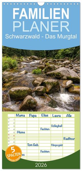 Produktbild: Familienplaner 2026 - Schwarzwald - Das Murgtal mit 5 Spalten (Wandkalender, 21 x 45 cm) CALVENDO
