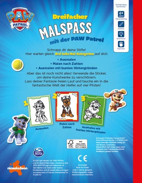 Produktbild: PAW Patrol 3-in-1 Malbuch I Ab 4 Jahren