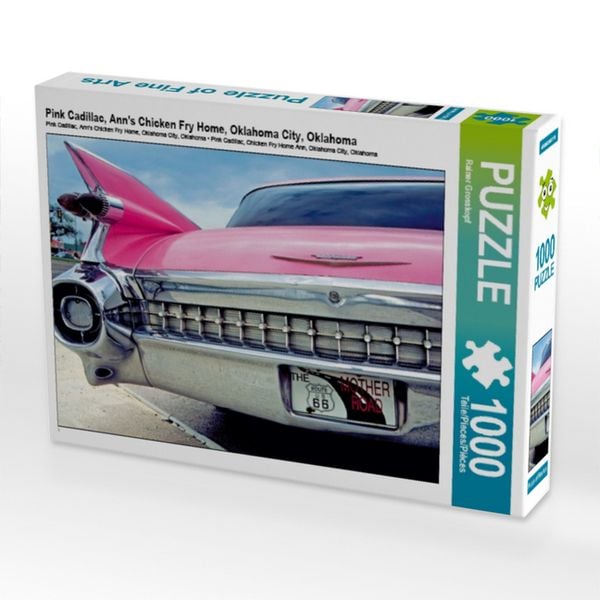 CALVENDO Puzzle Pink Cadillac, Ann's Chicken Fry Home, Oklahoma City, Oklahoma | 1000 Teile Lege-Größe 64x48cm Foto-Puzzle für glückliche Stunden