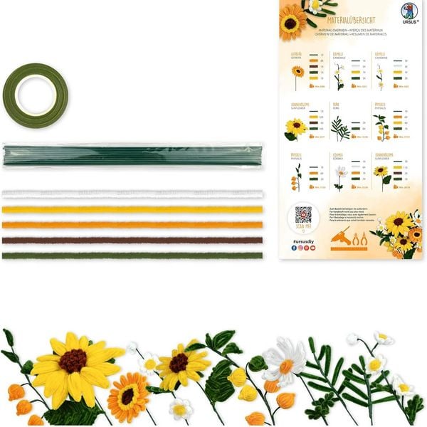 Produktbild: URSUS Erwachsenen-Bastelsets DIY-Set Chenilledraht Blumen Gelb