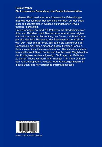 Produktbild: Die konservative Behandlung von Bandscheibenvorf&auml;llen