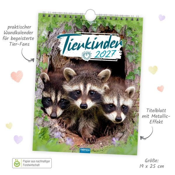 Produktbild: TR&Ouml;TSCH - Notizkalender zum H&auml;ngen Tierkinder 2027