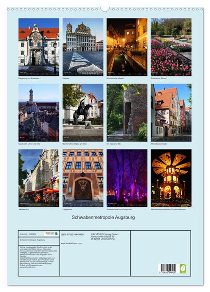 Produktbild: Schwabenmetropole Augsburg (Wandkalender 2026 DIN A2 hoch), CALVENDO Monatskalender