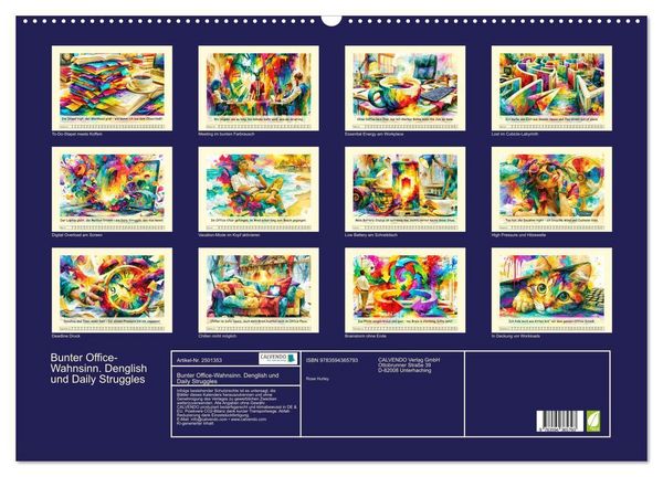 Produktbild: Bunter Office-Wahnsinn. Denglish und Daily Struggles (Wandkalender 2027 DIN A2 quer), CALVENDO Monatskalender