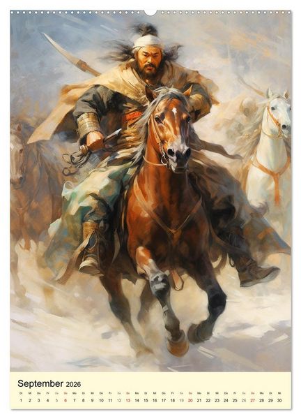 Produktbild: Fantasy-Krieger der Mongolei. Inspiriert von Dschingis Khan (Wandkalender 2026 DIN A2 hoch), CALVENDO Monatskalender