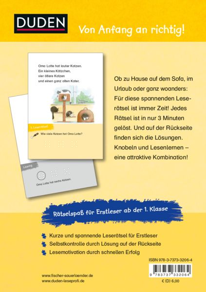 Produktbild: Duden Leseprofi &ndash; 3-Minuten-Leser&auml;tsel f&uuml;r Erstleser: Einfach tierisch
