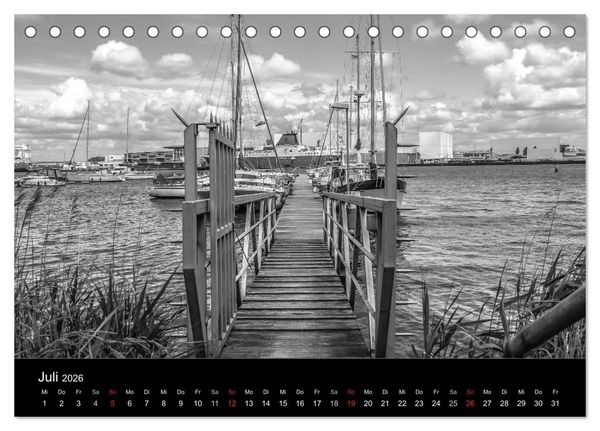 Produktbild: Bremerhaven - Blickpunkte Schwarzwei&szlig; (Tischkalender 2026 DIN A5 quer), CALVENDO Monatskalender
