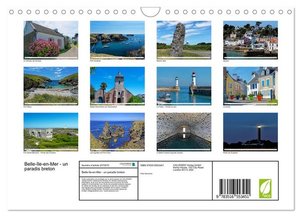 Produktbild: Belle-&icirc;le-en-Mer - un paradis breton (Calendrier mural 2026 DIN A4 vertical), CALVENDO calendrier mensuel