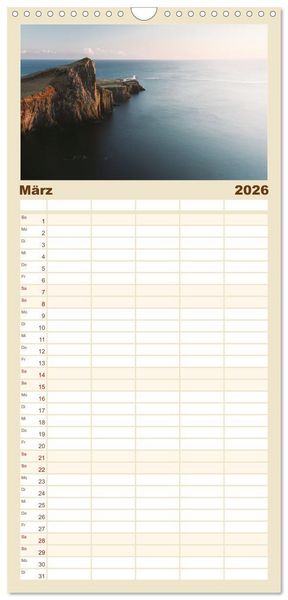 Produktbild: Familienplaner 2026 - Leuchtt&uuml;rme - An den sch&ouml;nsten K&uuml;sten. mit 5 Spalten (Wandkalender, 21 x 45 cm) CALVENDO