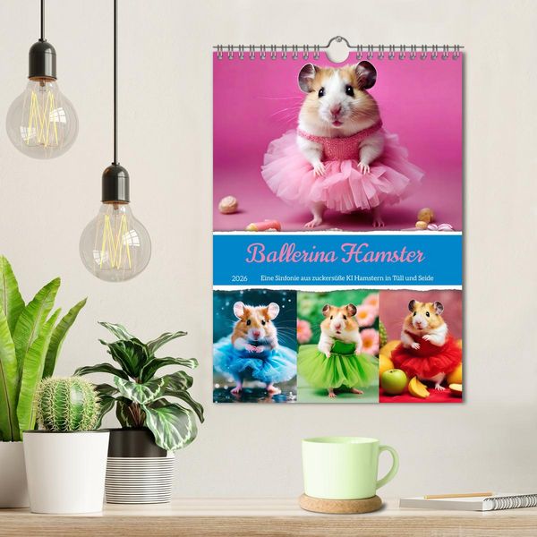 Produktbild: Ballerina Hamster - Eine Sinfonie aus zuckers&uuml;&szlig;e KI Hamstern in T&uuml;ll und Seide (Wandkalender 2026 DIN A4 hoch), CALVENDO Monatskalender