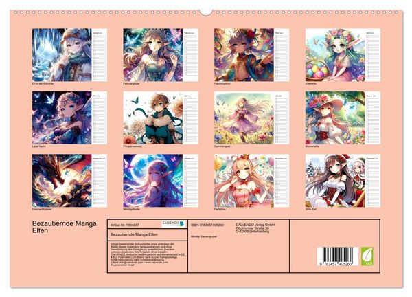 Produktbild: Bezaubernde Manga Elfen (hochwertiger Premium Wandkalender 2026 DIN A2 quer), Kunstdruck in Hochglanz