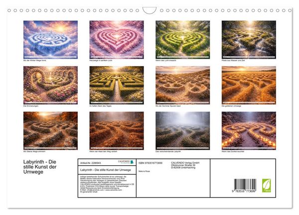 Produktbild: Labyrinth - Die stille Kunst der Umwege (Wandkalender 2027 DIN A3 quer), CALVENDO Monatskalender