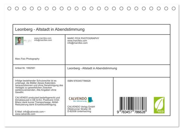Produktbild: Leonberg - Altstadt in Abendstimmung (Tischkalender 2026 DIN A5 quer), CALVENDO Monatskalender